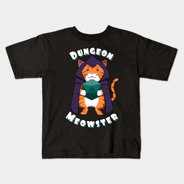Pen and Paper Cat Tabletop Dungeon Meowster Kids T-Shirt by MGO Design